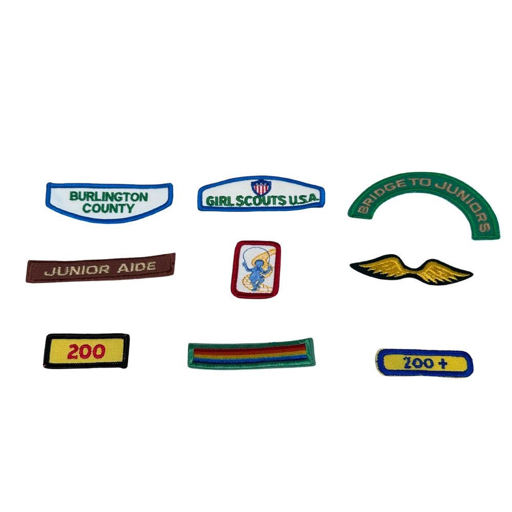 Vintage Girl Scouts Patches Embroidered Collectible Badges Design Lot of 9